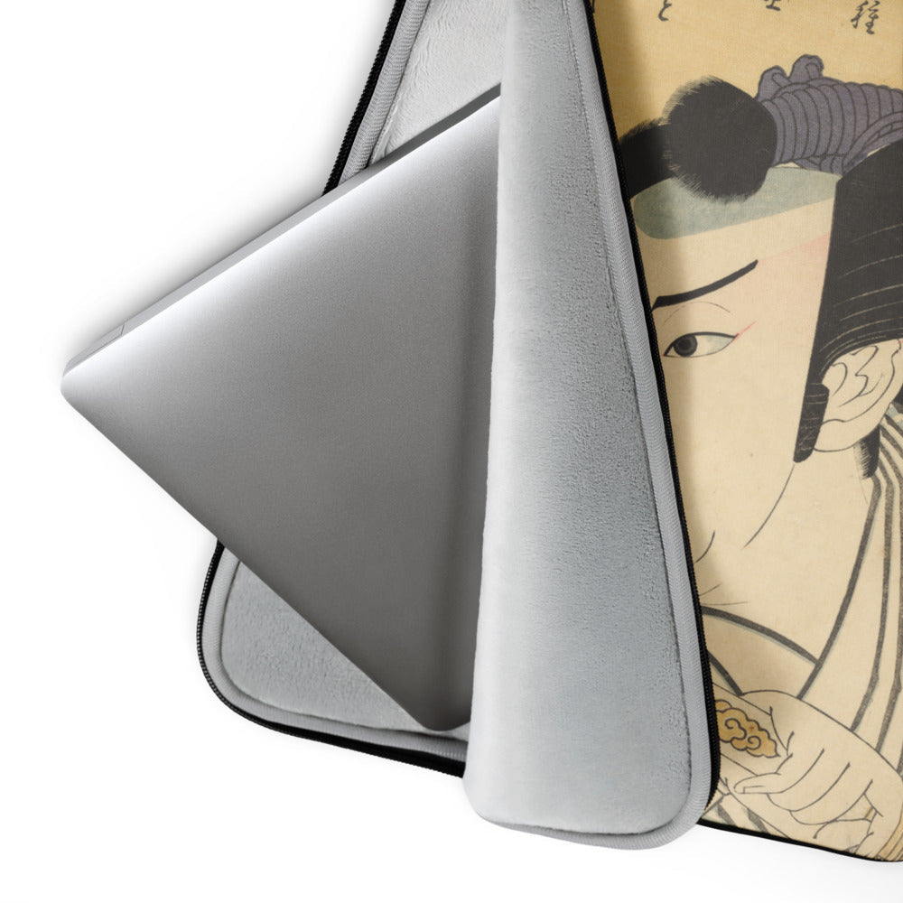 Laptop Sleeve | Shunkōsai Hokushū: "The Actor Asao Gakujūrō I (previously Yūjirō I) as Mashiba Hisatsugu" Premium Print Laptop Sleeve