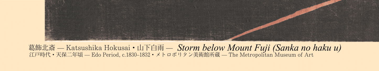 Framed Poster | Katsushika Hokusai - Storm below Mount Fuji (Sanka no haku u) (with Art Commentary)