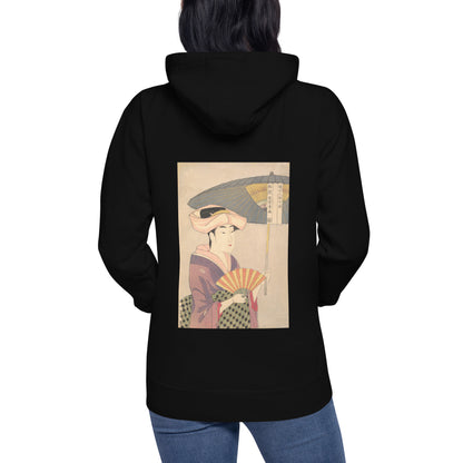 Unisex Premium Hoodie | Utamaro: "Woman Holding Up a Parasol" Premium Back-Print Hoodie