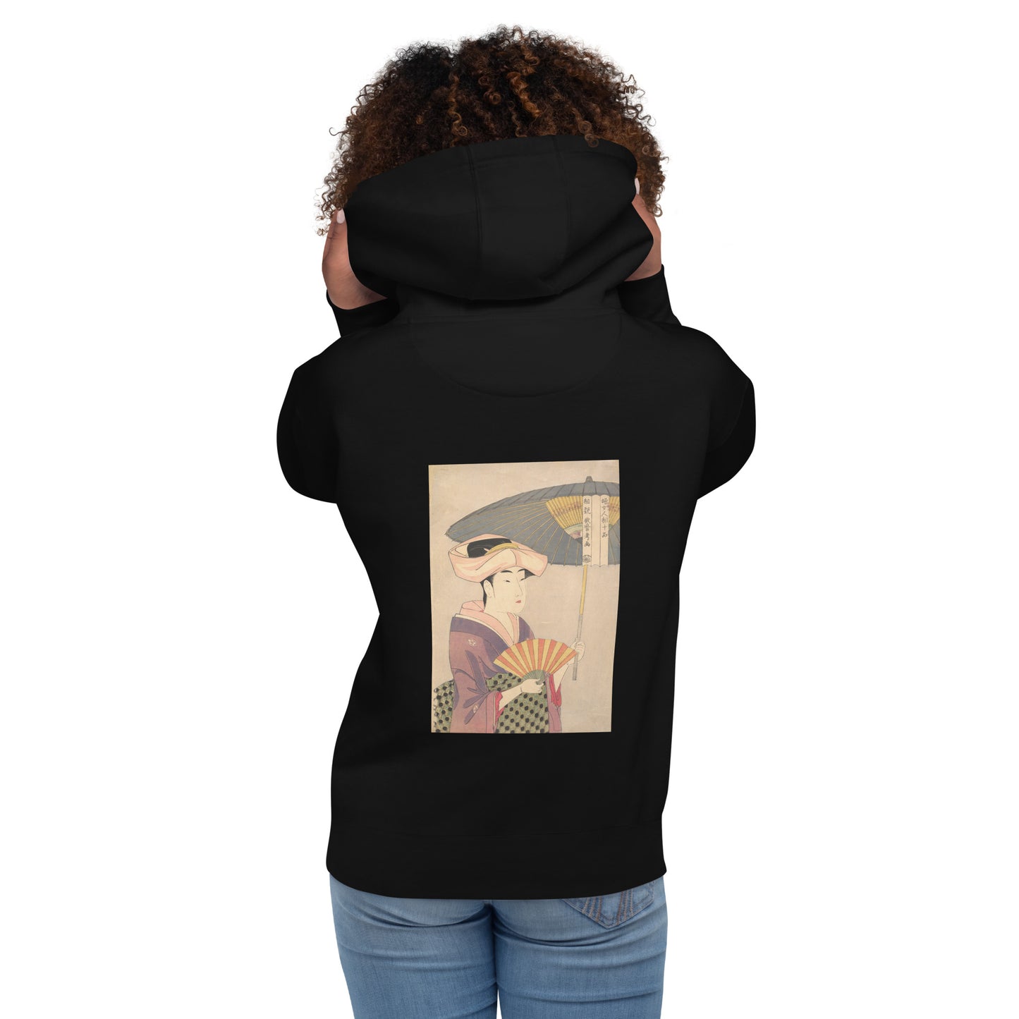 Unisex Premium Hoodie | Utamaro: "Woman Holding Up a Parasol" Premium Back-Print Hoodie