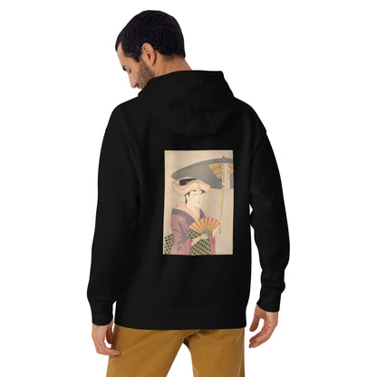 Unisex Premium Hoodie | Utamaro: "Woman Holding Up a Parasol" Premium Back-Print Hoodie